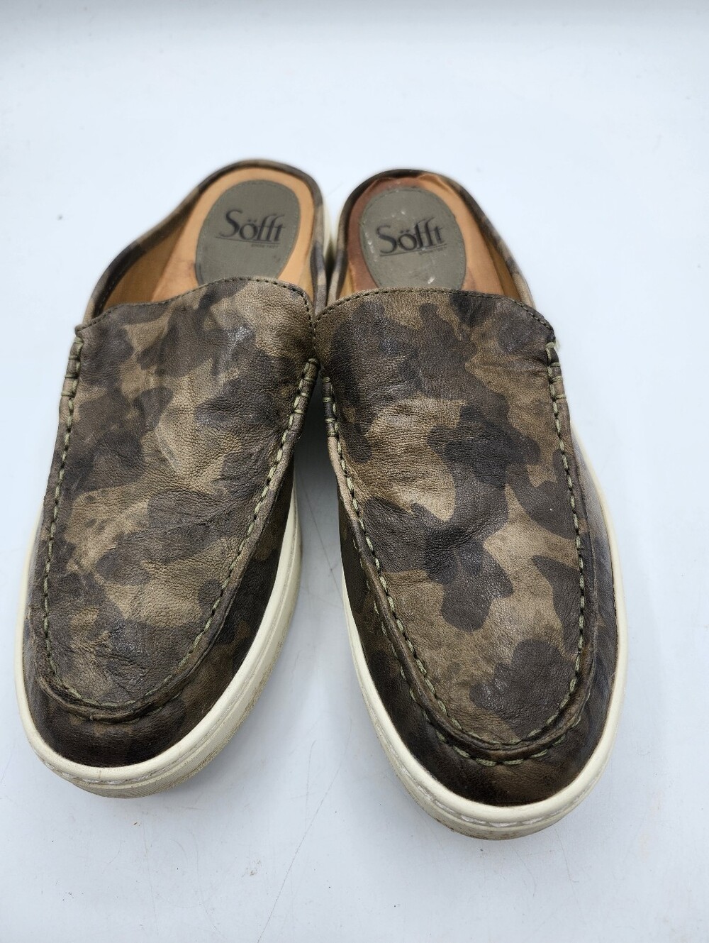 Sofft Women's Brown Camo Leather Slip-On Mules